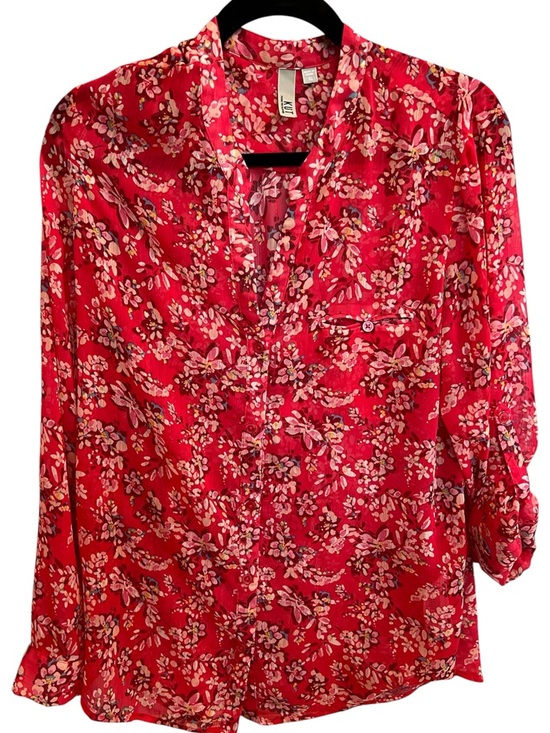Kut from the Kloth Tops - KUT from the Kloth Sheer Floral Button Down Adjustable Sleeves Blouse Size XL
